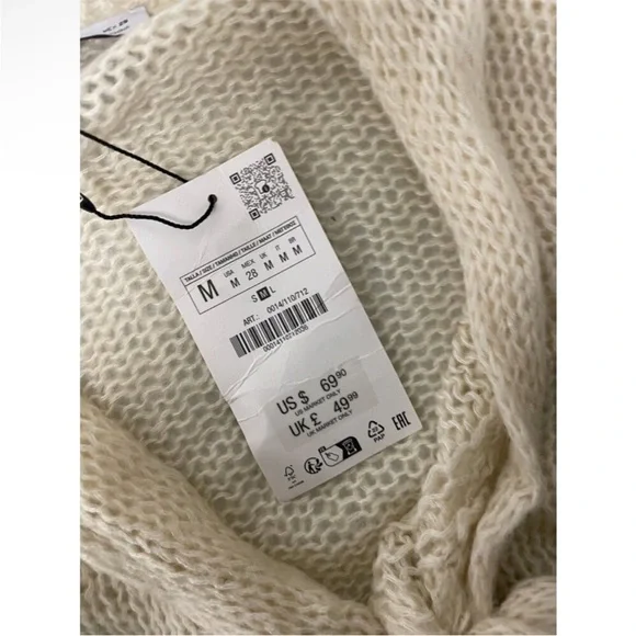 Zara Cream Knit Cardigan with Tie-Front - Picture 4 of 5
